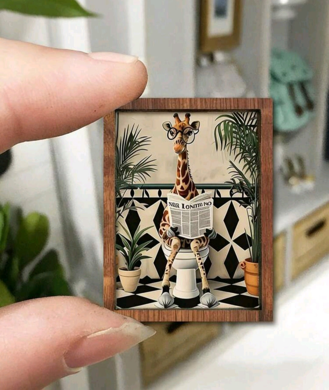 Miniature Giraffe Wall Art – Dollhouse Decor Frame